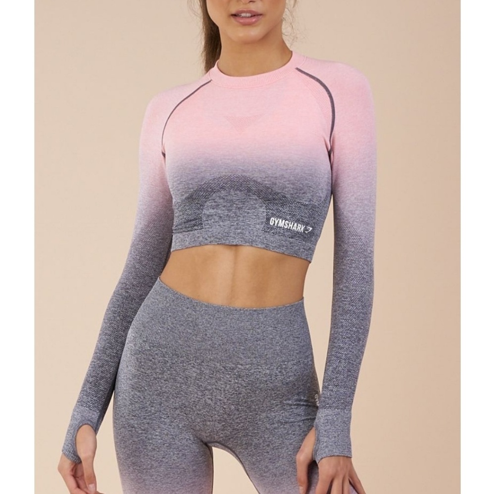 XSmall Gymshark Pink/Grey Ombre Seamless Crop Top